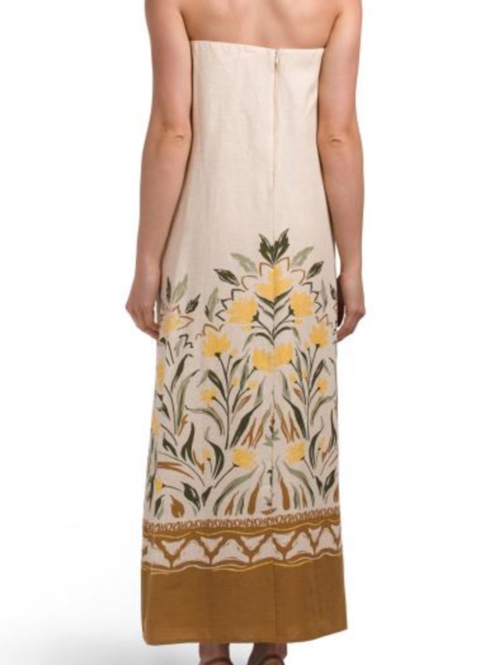 NWT Magaschoni Linen Blend Printed Maxi Tube Dress sz M - Picture 2 of 9